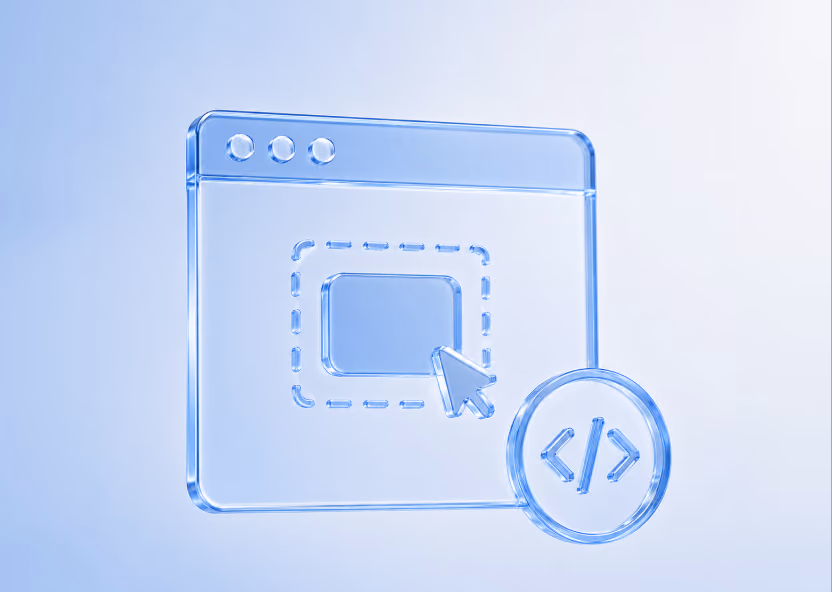 Dark code editor with a lock icon next to a visual drag-and-drop builder, showing the shift to low-code development